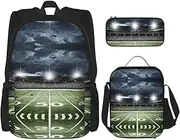 TORONG spiral optical illusion gif print Lightweight Waterproof Backpack Set of 3 with Lunch Bag Pencil Case for Everyone, Stadium Football Satdium Field Light Night, One Size