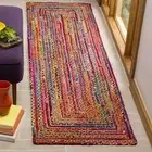 Runner Rug 100% Natural Jute Cotton Modern Living Area Rug Braided Style Carpet