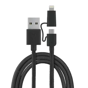 【ZIKKO】SC600-T150R Lightning & Micro USB 二合一編織線150cm(蘋果原廠認證二合一充電傳輸線)