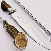 CUSTOM HANDMADE D2 STEEL HUNTINH KNIFE | STAG ANTLER HANDLE BOWIE KNIFE