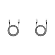 2x Microdia ExeCable Tweed PD100W USB-C Charging/Sync Cable Cord 2.6m Zebra