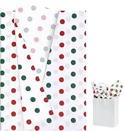 Hjvvr Christmas Tissue Paper,20sheets Red Green Dot Wrapping Tissue Paper,50x35cm Merry Christmas Tissue Paper for Xmas Party