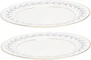 Alipis Retro Gold Edged Leaves Ceramic Plate 2pcs Serving Dish for Steak Salad Dessert