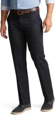 Dockers Men's Straight Fit Signature Lux Cotton Stretch Khaki Pant Creased Navy