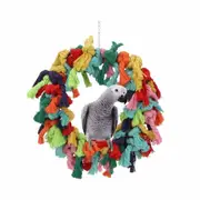 Cotton Rope Ring Bird Chew Toy Parrot Swing Hanging Cage Play Perch Pet Toy