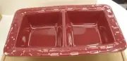 Longaberger Pottery Paprika Red Divided Dish Bowl Baking Dish NIB