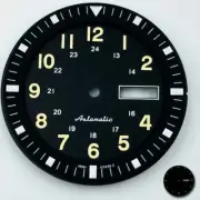 Vintage Black 35.5mm Green Luminous Datejust Dial Modified for NH36 Watch