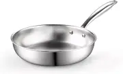 10-Inch Stainless Steel Frying Pan, Tri-Ply Clad 18/10 Stainless Steel Skillet S