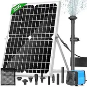 FEOXSHAL 20W Solar Pump Fountain Pond 1300L/H | Kit 4 Jets with Panel | For Ponds, Waterfalls Garden | Environmentally Friendly