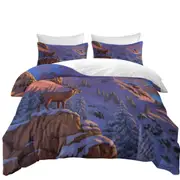 Animal Art Snowy Mountains Elk Quilt Cover