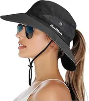 [PFFY] Quick Dry Waterproof Packable Bucket Hat for Women Men Outdoor Sun Hats with Detachable Chin Strap