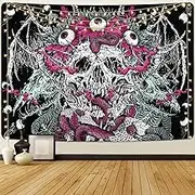 AtawLege Skull Tapestry Trippy Skeleton Eyes Tapestry Goth Snake Tapestry Psychedelic Flowers Tapestry Large Horror Demon Tapestry Wall Hanging for Bedroom(70.9 x 92.5 inches)