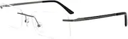 [Global Glasses] Men women rimless eyeglasses metal lightweight clear lens optical frames glasses