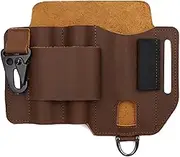 Men Leather EDCs Organizer Sheath - EDCs Belt Sheath, Pocket Organizer, Leather Pouch | Cowhide Pouch with Pen Holder, Flashlight and Knife Storage for Outdoor Adventures (18x15cm)