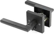 Linkaa Door Lever Privacy for Bedroom Bathroom,Matte Black Door Handles Lever Interior, Keyless Door Lock（3 Pack，Privacy，Push Button Lock，Black）