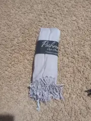 Pashmina Style Shawl Scarf By Ashley Cooper Silver Fringed, NEW