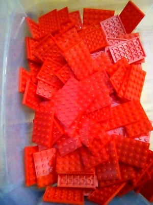 Lego Red Plate 4X6 10 Pieces Bulk Lot NEW