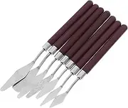 Homoyoyo 7-in-1 Palette Knife Set Stainless Steel Painting Knife Oil Painting Spatula Watercolor Mixing Tool Mini Wooden Handle for Artists