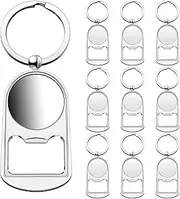 Haskoss 10 Pcs Sublimation Blank Keychain Metal Bottle Opener Blank Key Ring Heat Transfer Rectangular Sublimation Keychain