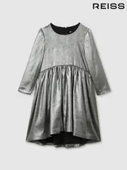 Reiss Silver Joy 13-14 yrs Metallic Fit and Flare Dress (E29697) | $150