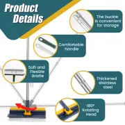 3 Pcs Floor Scrub Brush with Long Handle 3 In 1 Scrape and Brush beRPe