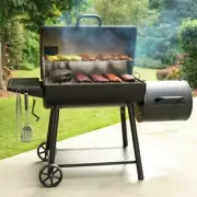 Black Smokin Champ Offset Smoker With Side Firebox & Adjustable Charcoal Tray
