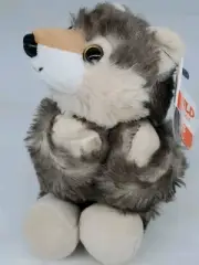 Wild Republic Huggers Wolf Plush Toy, Slap Bracelet, Stuffed Animal, 5" NWT
