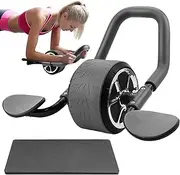 Ab Roller Wheel - Elbow Support Automatic Rebound Abdominal Wheel with Knee Mat, Ab Roller with Elbow Support for Abdominal & Core Strength Training, Plank Exercise Wheels for Abs Core Workout