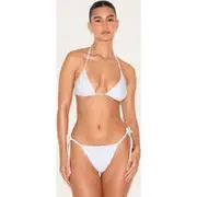 White Basic Triangle and Tie Side Bikini Set, White