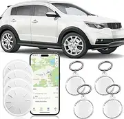 Tracker Device for Vehicles,Mini Hidden Car Tracker with Waterproof Case and Keychains,No Monthly Fee Real Time Car GPS Tracker Works with Apple Find My (iOS Only) - 4PCS