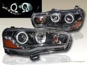 2008-2011 MITSUBISHI LANCER CCFL DUAL HALO LED PROJECTOR HEADLIGHTS BLACK (for: Mitsubishi)