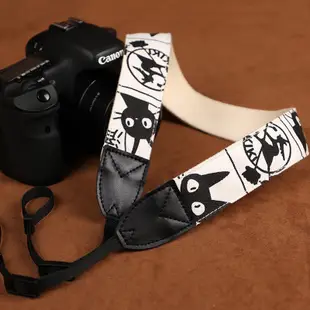 ✨✨卡通貓咪相機揹帶經典黑白色斜跨單眼肩帶適用於佳能尼康富士索尼