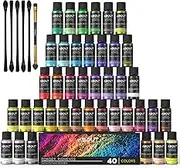 Mica Powder-40 Colors Glitter Pigment for Epoxy Resin, Soap Making Supplies, Lip Gloss, Candle Making Dye, Bath Bomb, Nail and Art Crafts, Cosmetic Grade Resin Color Pigment 5g/jar
