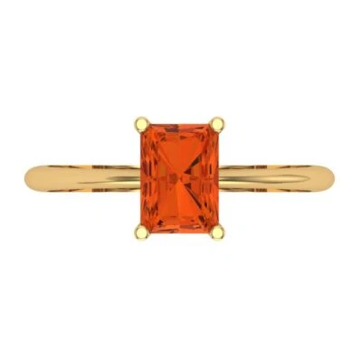 1.0Ct Radiant Cut Red Gemstone Solid Gold Solitaire Engagement Promise Ring