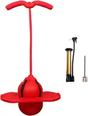 Pogo Stick Exercise Ball Hopper Ball Rubber Bouncing Bouncy Ball for Adults Kids 38x66cm-Red