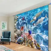 Ocean Undersea Coral Reef 3D Curtain Blockout Photo Print Curtains Fabric Window