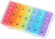 3-Times-A-Day 7 Day Pill Box Large Compartments Moisture-Proof Pill Case Medication Reminder Portable Travel Container for Vitamins Fish Oil Compartments Supplements