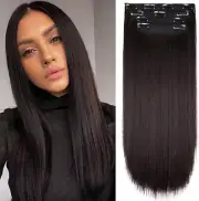 Straight Hair Extensions Long Dark Brown Hair Extensions #6 Clip in Hair Extensi