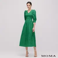 在飛比找momo購物網優惠-【MOMA】綠色仙境V領蕾絲洋裝(綠色)