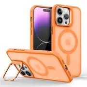 IPhone 13 Mini Case,Compatible With MagSafe,Built-in Stash Stand Phone Case,Scratch-Resistant Back Cover-Orange