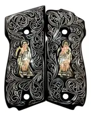Cachas Smith And Wesson Caliber 9mm 39-2 13em Santa Muerte Grip MADE IN MEXICO