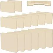 14Pieces Patio Cushion Covers Replacement,Outdoor Couch Cushions Covers Waterproof Furniture Cushion Covers Slipcovers Set with Zippers,Cover Only(Beige, 23.6×23.6×3.35 inches)