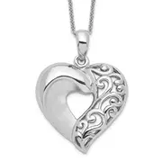 Sterling Silver Sentimental Expressions Rhodium-Plated Close To My Heart 18In Necklace