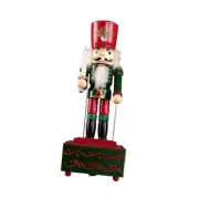 Christmas Nutcracker Decor Wooden Music Box Ornament Desktop Xmas Figurine for