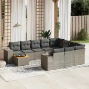 11 Piece Garden Sofa Set Grey Outdoor Furniture Cushions Storage Modular 57964