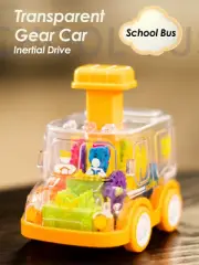Children'S Cartoon Press Gear Car Toy Lnertia Pull-Back Transparent Car Baby Puz