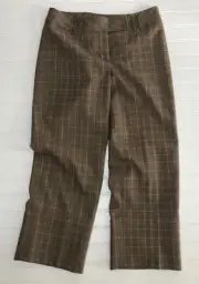 Ann Taylor Loft Pants Sz 4 "Ann" Cropped Brown Plaid NWT Poly Rayon Stretch