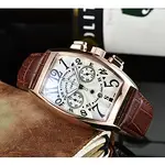 FRANCK MULLER MARINER系列石英機芯雙小錶盤皮革錶帶瑞士時尚商務腕錶