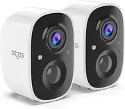 [Dzees] Outdoor Camera Wireless, Battery Powered WiFi Surveillance Camera for Home Security System with Siren Alarm & Spotlight, Motion Detection, Color Night Vision, IP65 Waterproof Cloud/SD-2-Pack