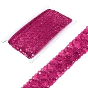 0.8 Inch x 7 Yards Sequins Trim Flat Rose Red Sequin Ribbon Trim Strip